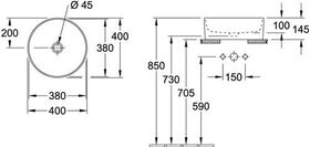 V&B Aufsatzwaschtisch COLLARO d= 400mm rund ohne Hahnlochbank we C+