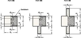 Gummipuffer GN 351 d1 30 mm,d2 M 8 h 30mm m.IG/Schr.l 20mm GANTER - VPE: 5