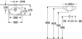 V&B Handwaschbecken O.NOVO 360x275mm mit ÜL weiß