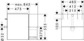 HG Waschtischunterschrank Xevolos E 480x555x475mm Ko sch-gr ma Fr sch-gr met