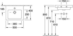 V&B Handwaschbecken SUBWAY 2.0 500x400mm, mit ÜL we C+