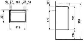 Laufen Waschtischunterbau LAUFEN PRO S 415x580x320mm Scharnier rechts graphit