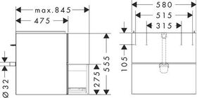 HG Waschtischunterschrank Xevolos E 580x555x475mm Ko sch-gr ma Fr sch-gr met