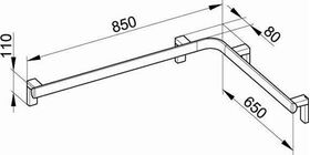 Keuco Dusch-/Wannenhandlauf AXESS schwarz matt links, 800/600mm