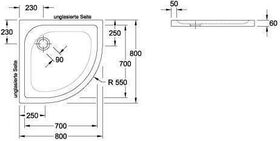 V&B Eck-Duschwanne O.NOVO mit Antirutsch 800x800x60mm we