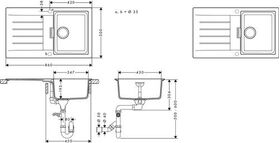 HG Spüle S520-F345 steingrau