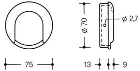 Einlassmuschel 535MLB PA ma 98 signalweiß L.75mm B.75mm HEWI