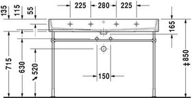 Duravit Waschtisch VERO AIR m ÜL HLB 1200x470mm 3 Hahnlöcher weiß WG