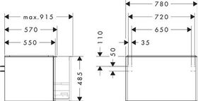 HG Waschtischunterschrank Xelu Q 780x485x550mm weiß hochglanz Griff chrom