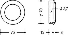 Einlassmuschel 538 MLB PA ma 98 signalweiß L.75mm B.75mm HEWI