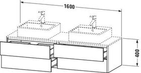 Duravit Waschtischunterbau XSQUARE 1600x400x548mm 4 Sk we hgl ES Ah beids