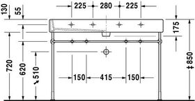 Duravit Waschtisch VERO m ÜL HLB 1200x470mm 2 Hahnlöcher weiß