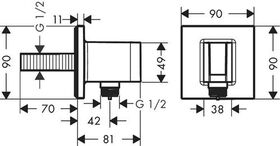 HG Schlauchanschluss Fixfit square m Rückflussv. mattschwarz