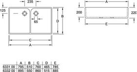 V&B Doppel-Spülbecken O.NOVO 795x220x500mm we