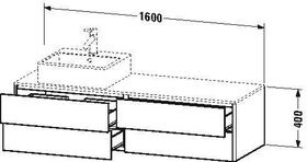 Duravit Waschtischunterbau XSQUARE 400x1600x548mm, Becken links leinen