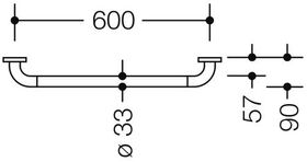 Hewi Haltegriff SERIE 801 90mm tief, d= 33mm Achsmaß 600mm umbra