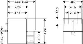 HG Waschtischunterschrank Xelu Q 480x605x475mm diamantengr ma Griff chrom