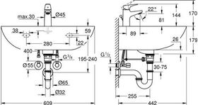 Grohe Bundle BAU KERAMIK WT 60cm + BauFlow Armatur chr - VPE: 8