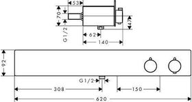 HG Thermostat SHOWERTABLET 600 universal, für 2 Verbraucher weiß/chrom