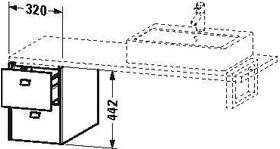 Duravit Konsolenunterschrank BRIOSO Griffe Frontfarbe 442x320x550mm bas matt