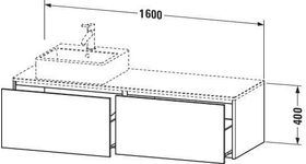 Duravit Waschtischunterbau XSQUARE 1600x400x548mm 2 Au we sdm ES Ah rechts