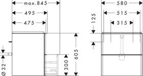 HG Waschtischunterschrank Xelu Q 580x605x475mm diamantengr ma Gri mweiß