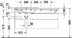 Duravit Möbelwaschtisch P3 Comforts Be li m ÜL HLB 1250x500mm 3 HL weiß WG