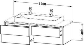 Duravit Waschtischunterbau XSQUARE 1400x400x548mm 4 Sk ta smatt ES NB beids