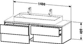 Duravit Waschtischunterbau XSQUARE 400x1400x548mm dolomiti grey hochglanz