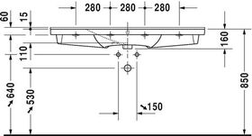 Duravit Möbelwaschtisch P3 Comforts m ÜL HLB 1250x500mm 3 Hahnlöcher weiß WG