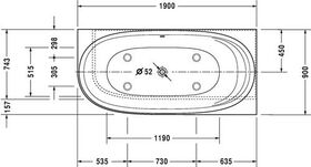 Duravit Whirlwanne CAPE COD Ecke re 205 l 1900x900 we 1 RS Air-Sys.