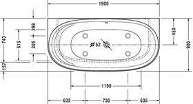 Duravit Whirlwanne CAPE COD VW 205 l 1900x900 we 1 RS Air-System