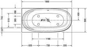 Duravit Whirlwanne CAPE COD Ecke li 205 l 1900x900 we 1 RS Air-Sys.