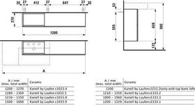 Laufen Waschtischunterbau KARTELL 610x1200x270mm Auss links kieselgrau