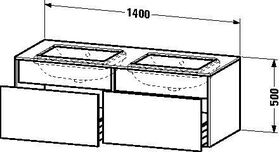 Duravit Waschtischunterbau DURASTYLE 550x1400x500mm beids pi silver/basalt ma