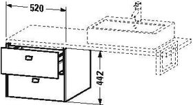 Duravit Konsolenunterschrank BRIOSO Griffe Frontfarbe 442x520x550mm we matt