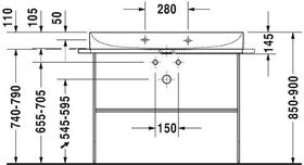 Duravit Waschtisch DURASQUARE o ÜL m HLB 1000x470mm ohne Hahnloch weiß