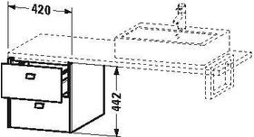 Duravit Konsolenunterschrank BRIOSO Griffe Frontfarbe 442x420x550mm bas matt