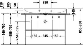 Duravit Waschtisch DURASQUARE o ÜL m HLB 2 Hahnlöcher 1000x470mm weiß