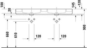 Duravit Aufsatzbecken BENTO STARCK BOX o ÜL m Hahnlochinsel 2 HL 1340x460mm we