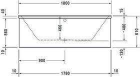 Duravit Rechteck-Badewanne P3 Comforts 1800x800mm, 2 Rückenschrägen weiß