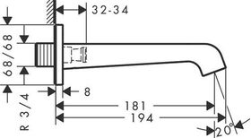 Wanneneinlauf AXOR CITTERIO E Ausladung 180mm brushed nickel