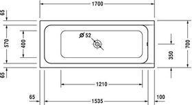 Duravit Rechteck-Whirlwanne D-CODE 110 l 1700x700 we 1 RS Jet Project