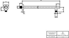 V&B Regenbrausearm UNIVERSAL SHOWERS 70x408x60mm, Wandmontage, rund chrom