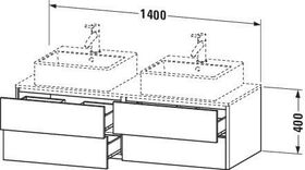 Duravit Waschtischunterbau XSQUARE 1400x400x548mm 4 Sk No we sdm ES NB re