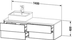 Duravit Waschtischunterbau XSQUARE 400x1400x548mm Be links taupe supermatt