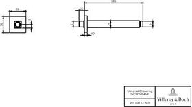 V&B Regenbrausearm UNIVERSAL SHOWERS 58x212x58mm, Deckenmontage, rund chrom