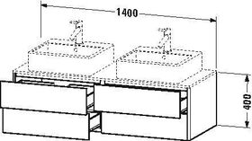 Duravit Waschtischunterbau XSQUARE 400x1400x548mm f 2 Be No weiß seidenmatt