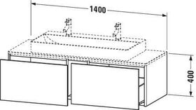 Duravit Waschtischunterbau XSQUARE 1400x400x548mm 2 Au we sdm ES Ah rechts