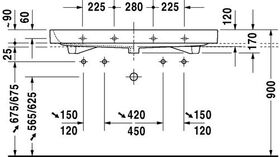 Duravit Möbelwaschtisch HAPPY D.2 m ÜL HLB 1200x505mm geschli 2 HL weiß WG